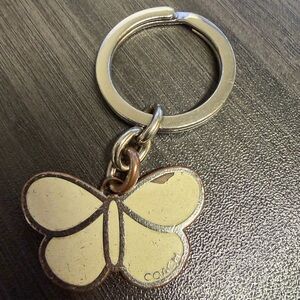 Coach Butterfly Keychain in Cream and Gold